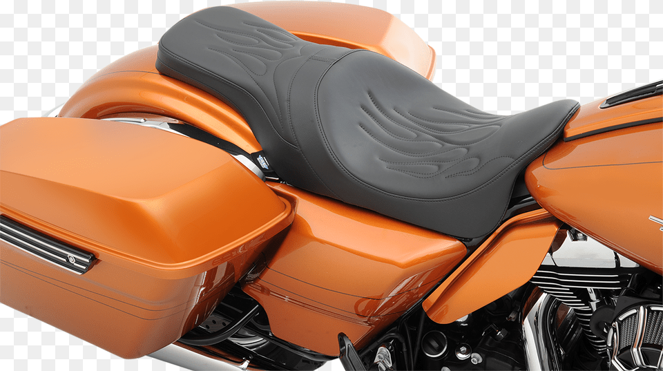 Drag Specialties Black Flame Leather Predator Seat Drag Specialties Predator Seat For Harley Touring 2008 2018, Car, Motorcycle, Transportation, Vehicle Png Image