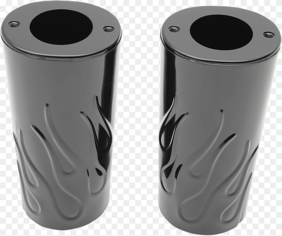 Drag Specialties Black Flame Motorcycle Fork Slider Plastic, Cylinder, Bottle, Shaker Png Image