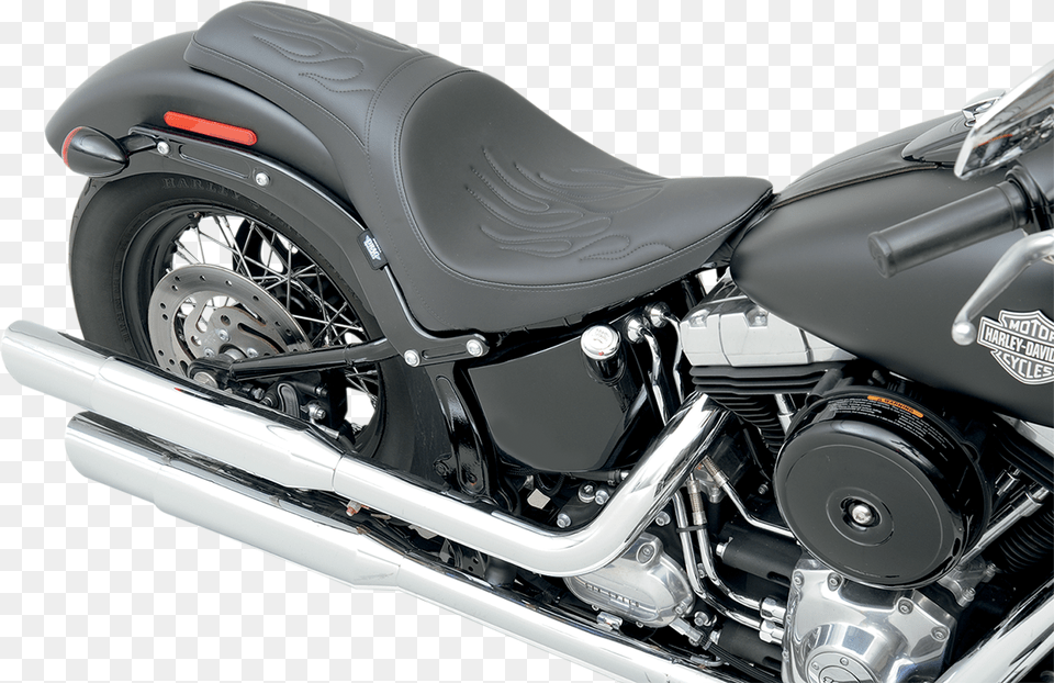 Drag Specialties Black Flame Predator Seat 11 17 Harley Harley Davidson Fls Seats, Machine, Motor, Spoke, Motorcycle Free Png Download