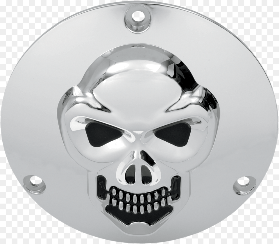 Drag Specialties Chrome 3 D Skull 3 Hole Derby Cover Harley Davidson Png