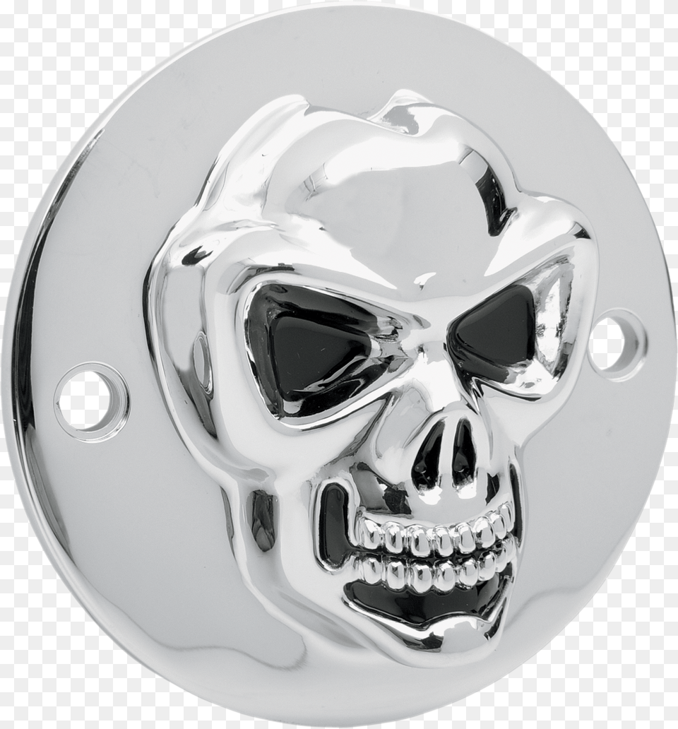 Drag Specialties Chrome Skull 2 Hole Points Cover 70 18 Drag Specialties 1902 0185 3 D Skull Points Cover, Accessories, Buckle, Helmet Free Png