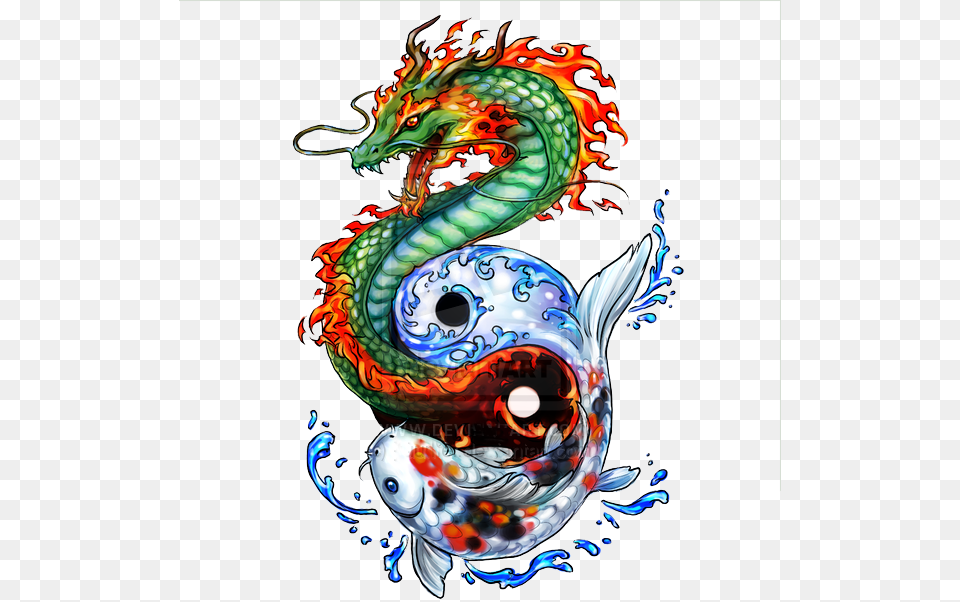 Dragon And Fish Tattoo Png Image