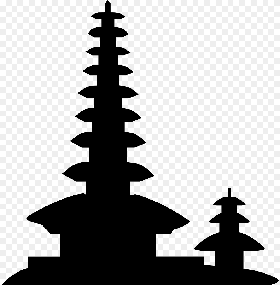 Dragon And Tiger Pagodas Bali Temple Vector, Silhouette, Stencil, Architecture, Building Free Png Download