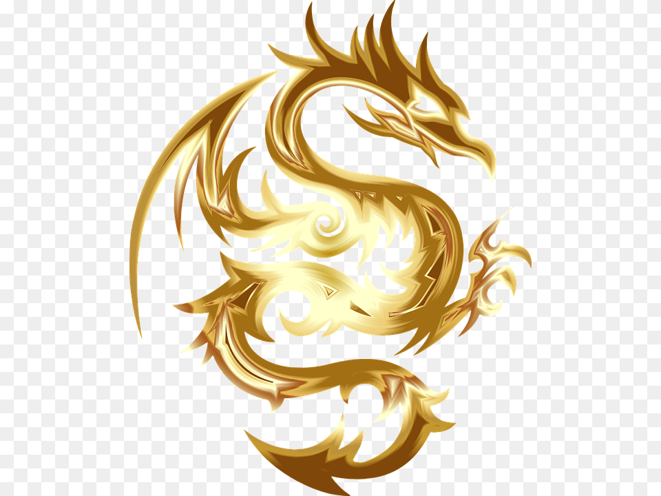 Dragon Animal Beast Creature Fictional Monster Gold Dragon Logo, Fish, Sea Life, Shark Png