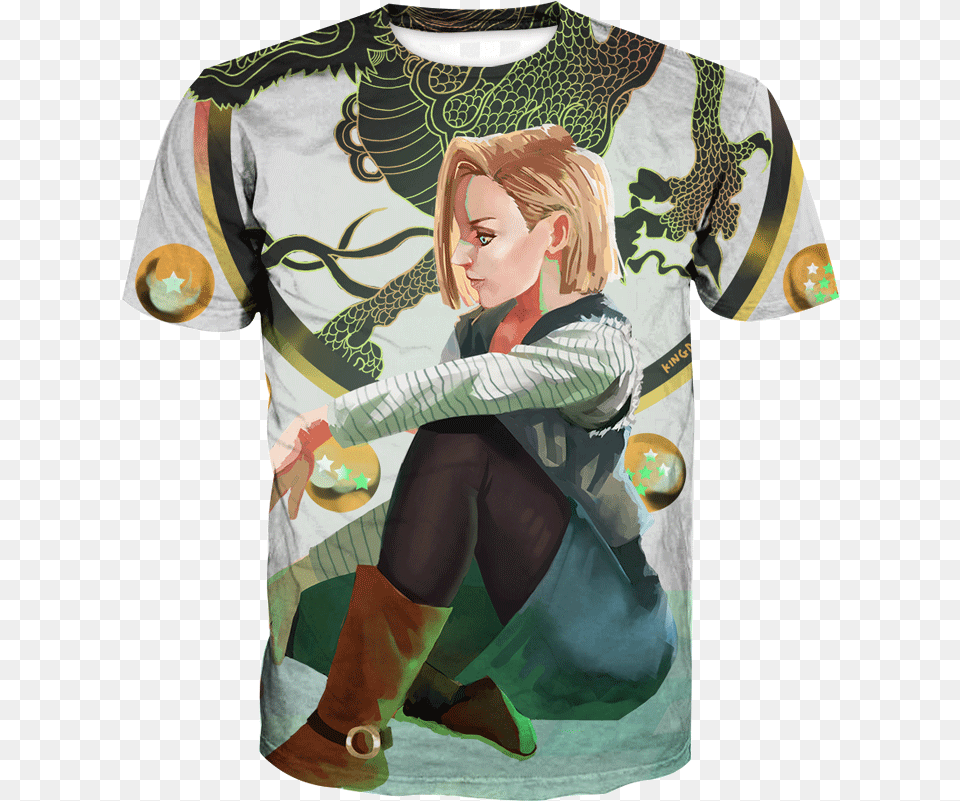 Dragon Ball Android 18 Anime Hoodie Anime Clothing And Hoodies Girl, T-shirt, Adult, Female, Person Png Image