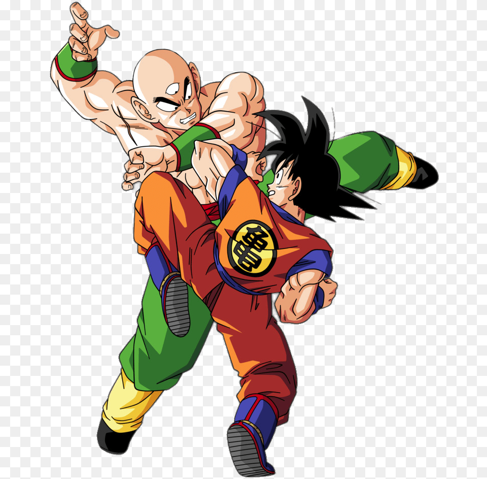 Dragon Ball Goku And Tien Shinhan Transparent, Book, Comics, Publication, Baby Free Png Download