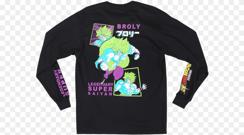 Dragon Ball Super Broly Black Longsleeve Tee Sweatshirt, Clothing, Long Sleeve, Sleeve, T-shirt Free Png