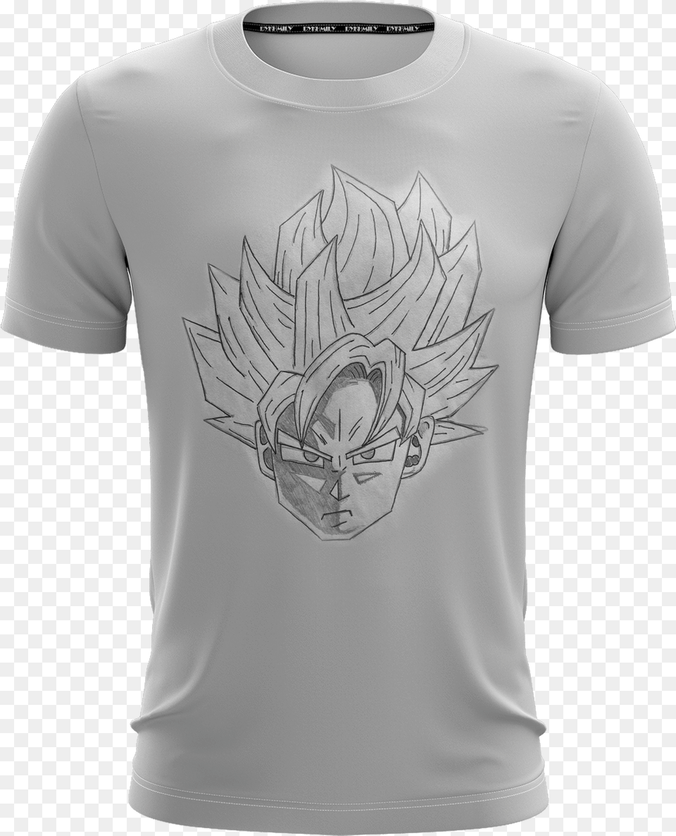 Dragon Ball Super Goku Blue Saiyan Doodle Fan Art T Shirt, Clothing, T-shirt, Face, Head Png Image