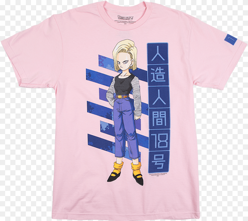 Dragon Ball Z Android 18 Pink Tee Cartoon, Clothing, Shirt, T-shirt, Person Free Png Download