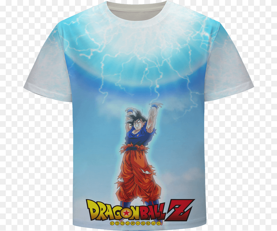 Dragon Ball Z Cool Goku Spirit Bomb Energy Art T Shirt Saiyan Stuff Goku Spirit Bomb Tshirt, Clothing, T-shirt, Adult, Person Png Image