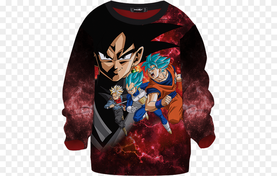 Dragon Ball Z Dokkan Goku Vegeta Trunks Red Kids Sweatshirt Dragon Ball Z Dokkan Battle, Book, Comics, Publication, Clothing Png