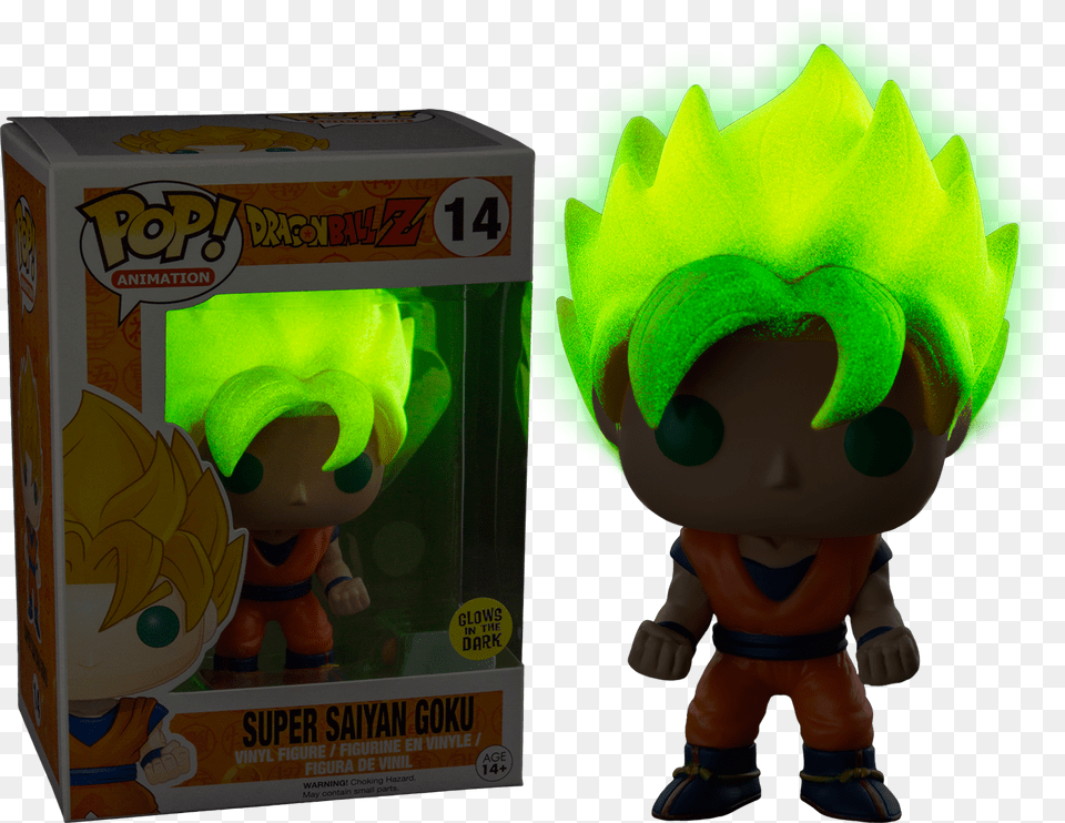 Dragon Ball Z Super Saiyan Goku Glowinthedark Pop Vinyl Figure Goku Glow In The Dark Funko, Baby, Person, Face, Head Free Png Download