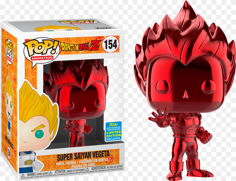 Dragon Ball Z Super Saiyan Vegeta Red Chrome Sdcc19 Pop Vinyl Figure Super Saiyan Vegeta Red Chrome, Baby, Person, Plush, Toy Free Png