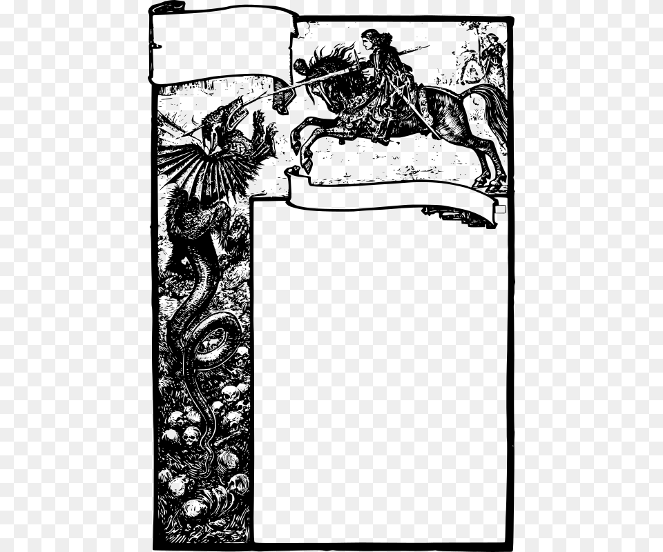 Dragon Border Medieval Frame, Gray Free Transparent Png