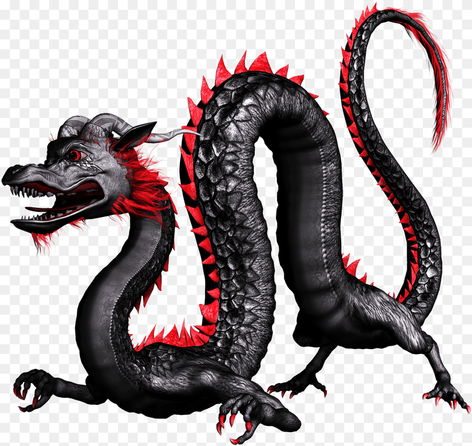 Dragon Chinese Black And Red Black And Red Chinese Dragon, Animal, Dinosaur, Reptile Png