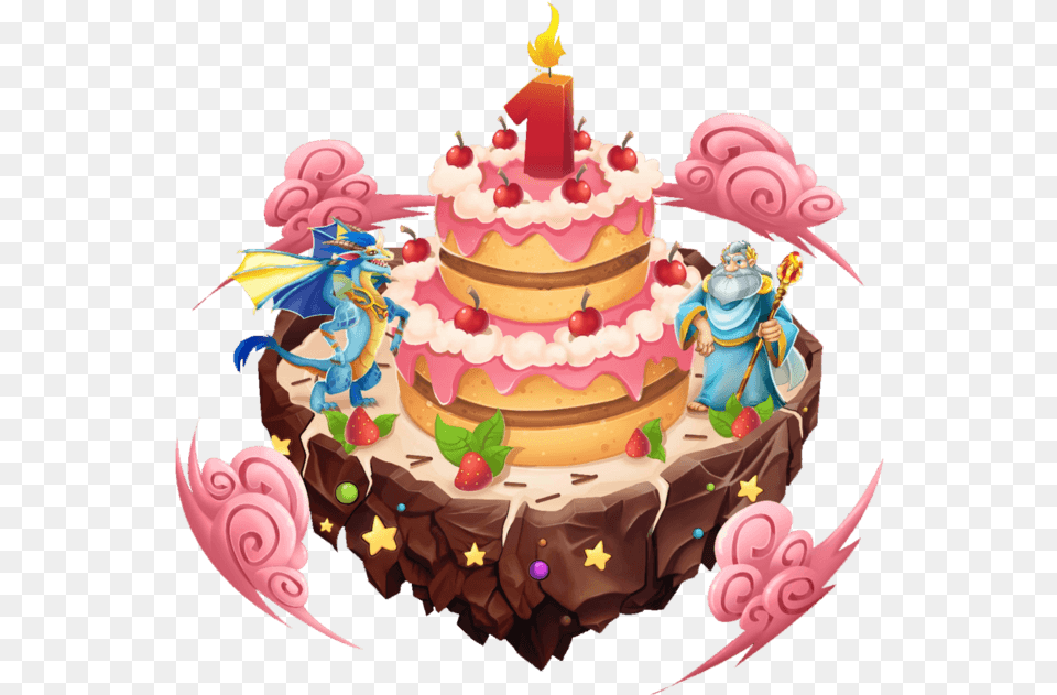 Dragon City Anniversary, Birthday Cake, Cake, Cream, Dessert Png Image