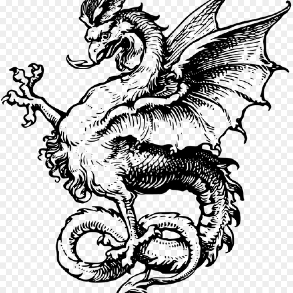 Dragon Clipart Black And White School Clipart Dragon Medieval, Gray Free Png