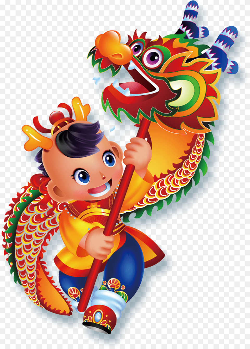 Dragon Dance Lion Dance Chinese New Year Cartoon Illustration Chinese New Year Lion Dance Cartoon Free Transparent Png