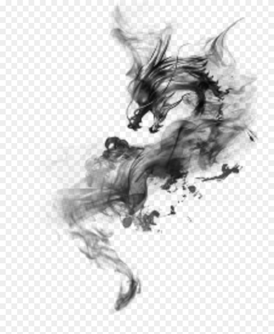 Dragon Dragons Smokedragon Smokeeffect Smoke Fantasy Chinese Ink Dragon, Black Free Transparent Png