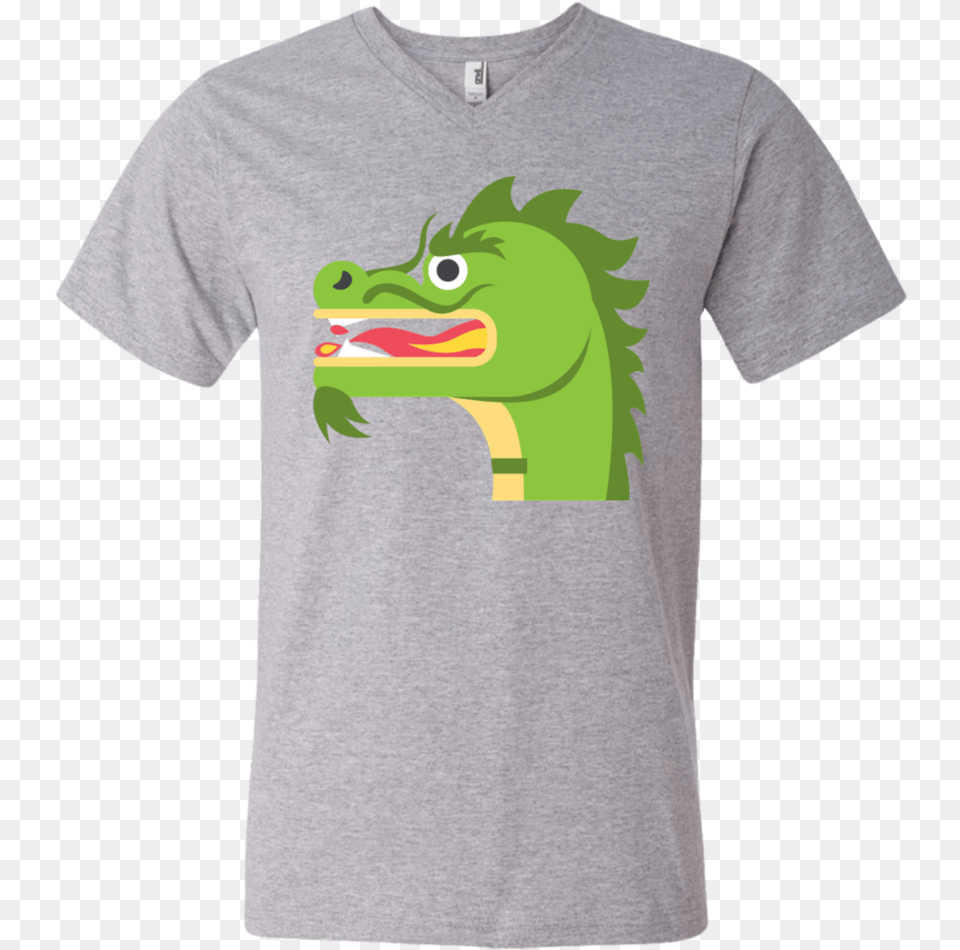 Dragon Face Emoji Men S V Neck T Shirt Bugs Bunny Lola T Shirt, Clothing, T-shirt, Animal, Iguana Png Image