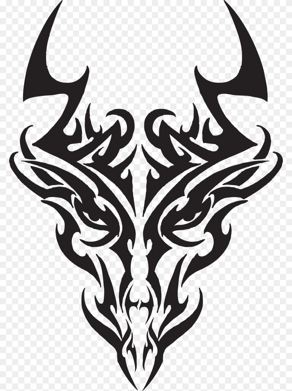 Dragon Face Simple Dragon Tribal Tattoo, Logo, Symbol Free Png Download
