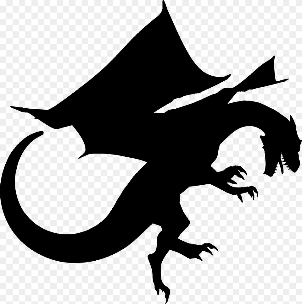 Dragon Flying Dragon Silhouette, Gray Png Image