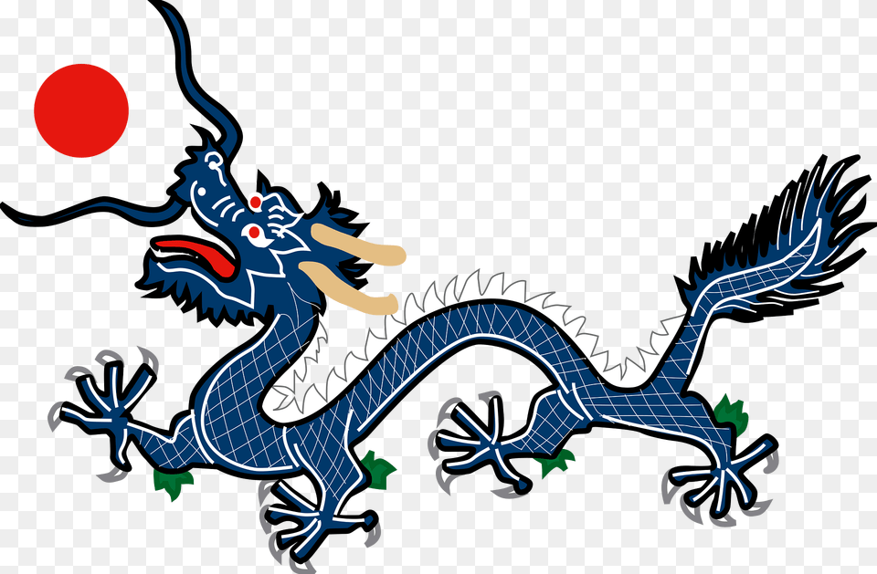 Dragon From China Qing Dynasty Flag 1889 Clipart, Animal, Fish, Sea Life, Shark Free Png
