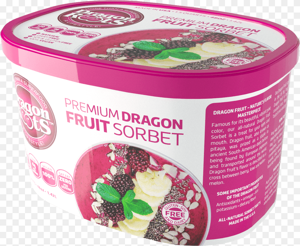 Dragon Fruit 48oz Roots Strawberry, Yogurt, Dessert, Food, Cream Png Image