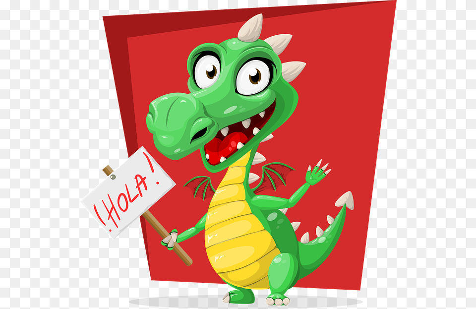 Dragon Green Hola Sign Spanish Reptile Cute Waking The Dragon By Susan Day Paperback, Animal Free Png Download