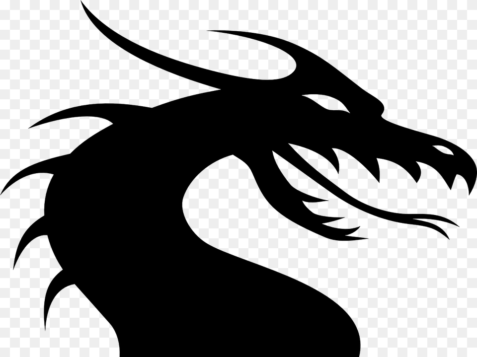 Dragon Head Clipart, Gray Free Png