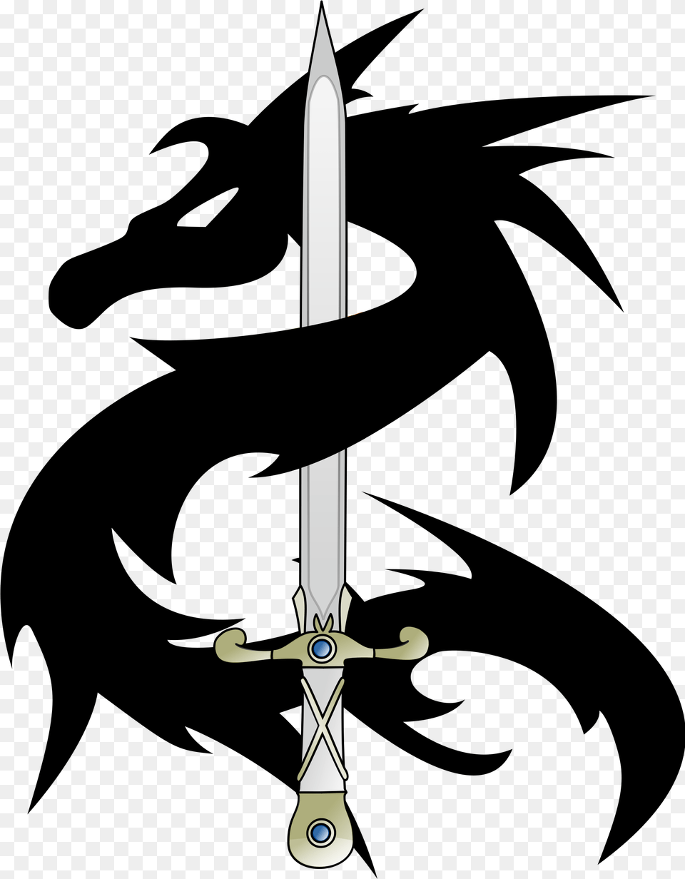 Dragon Icon Black Dragon Transparent Background, Sword, Weapon, Blade, Dagger Png Image