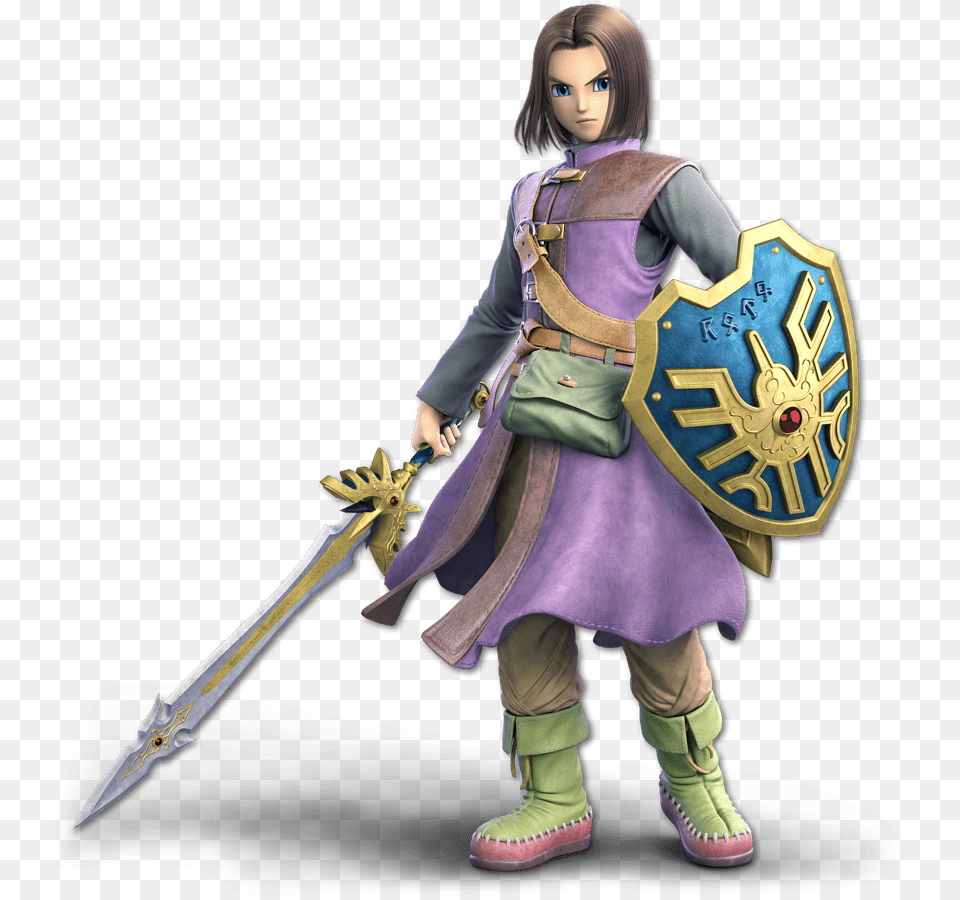 Dragon Quest Dragon Warrior Luminary With Sword And Shield, Weapon, Person, Armor, Face Png Image