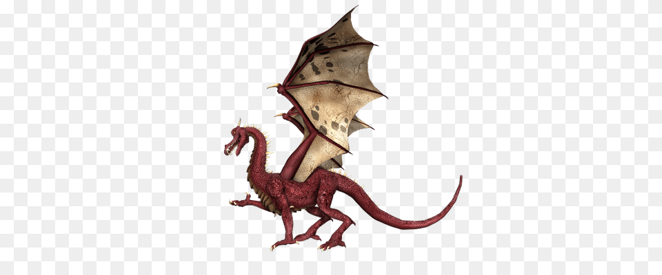 Dragon Red And Brown Wings Flying Up Transparent, Animal, Dinosaur, Reptile Png Image
