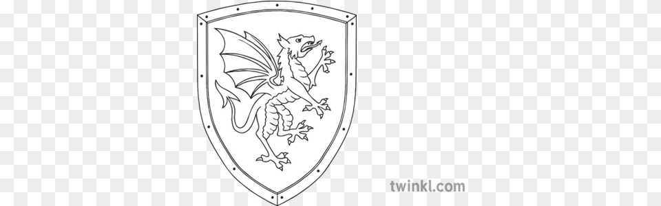 Dragon Shield Silver History Stickers Secondary Bw Rgb Plain Shield, Armor Free Png Download