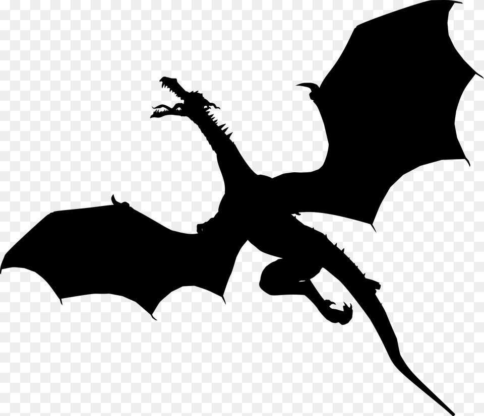 Dragon Silhouette, Gray Free Png Download