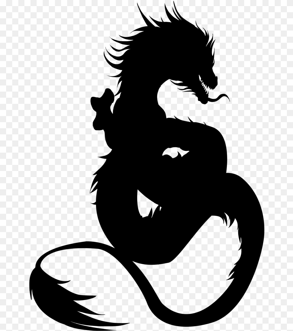 Dragon Silhouette Chinies Dragon Gray Png Image