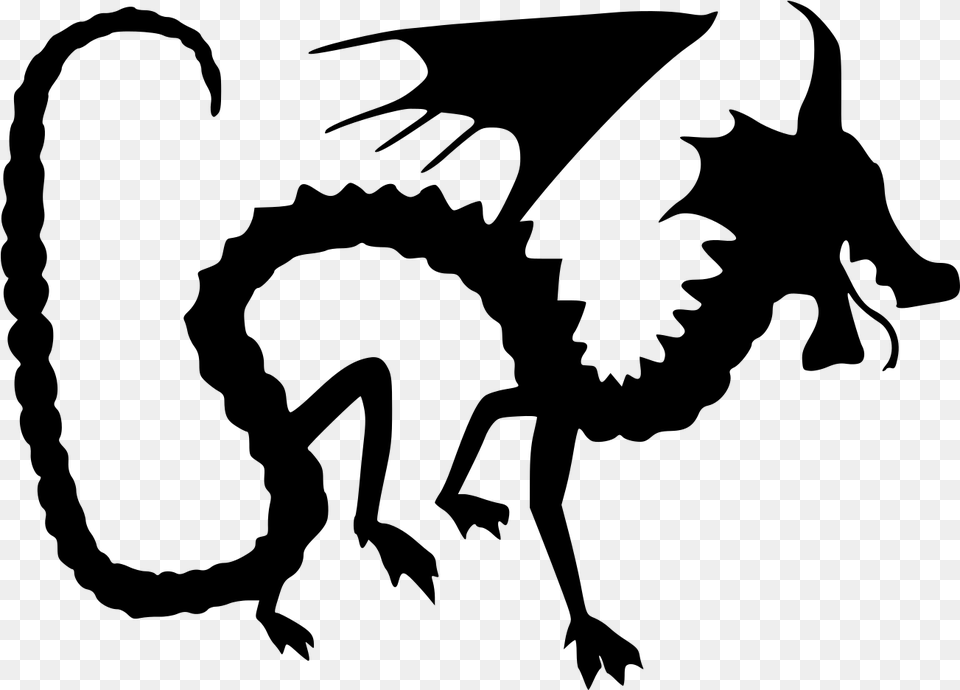 Dragon Silhouette Clip Art Illustration, Gray Free Png