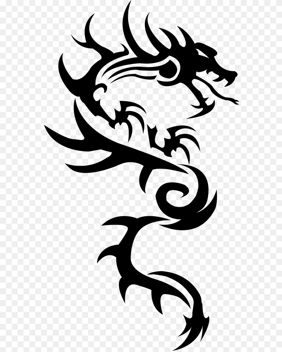 Dragon Simple Tattoo, Gray Free Png