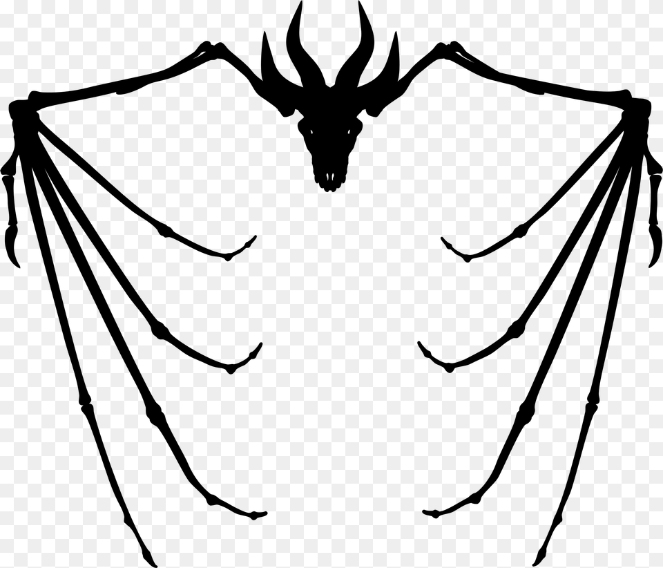 Dragon Skeleton Silhouette Icons, Gray Png Image