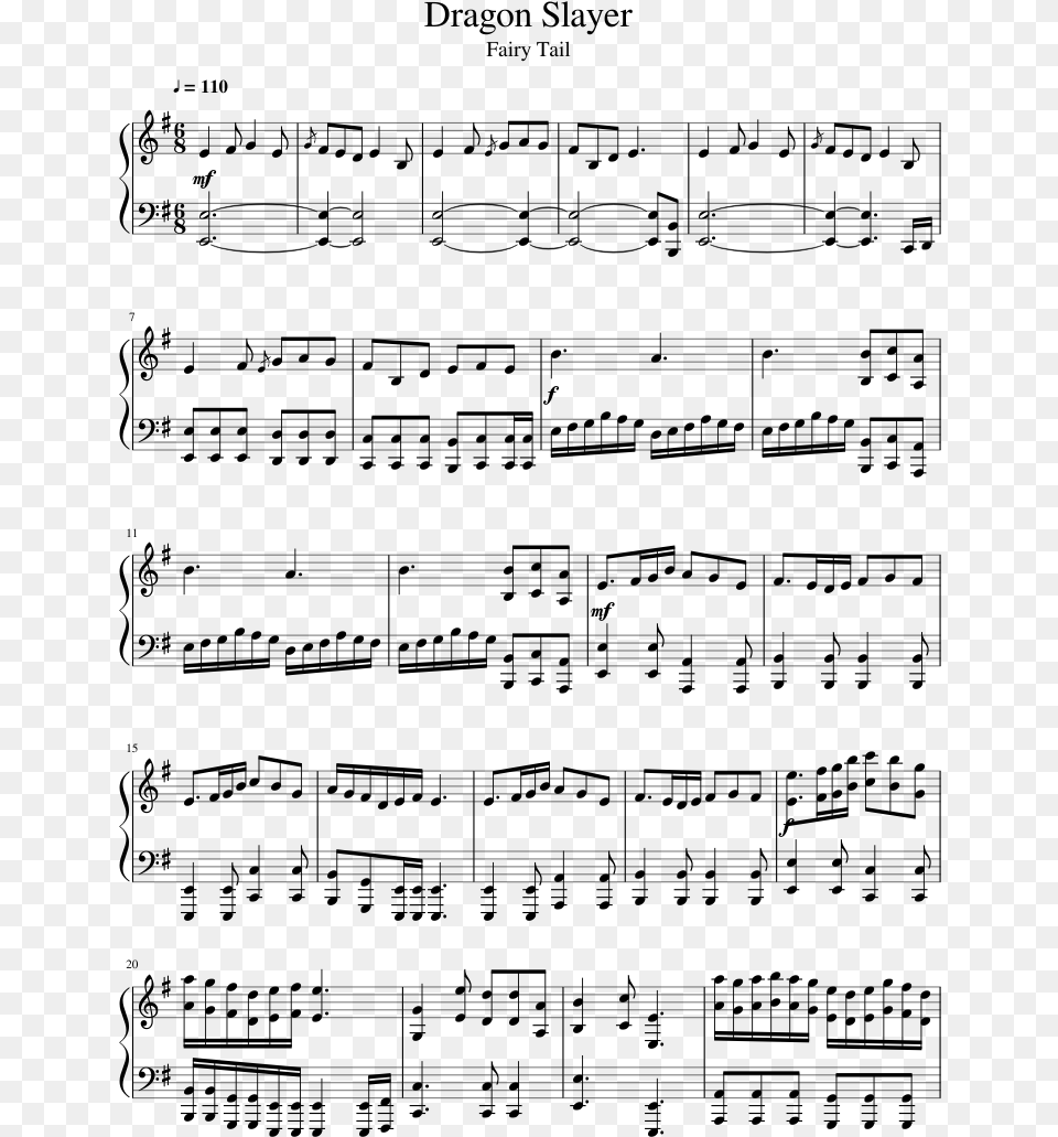 Dragon Slayer Sheet Music 1 Of 3 Pages 16 Beats On Music Sheet, Gray Free Png Download