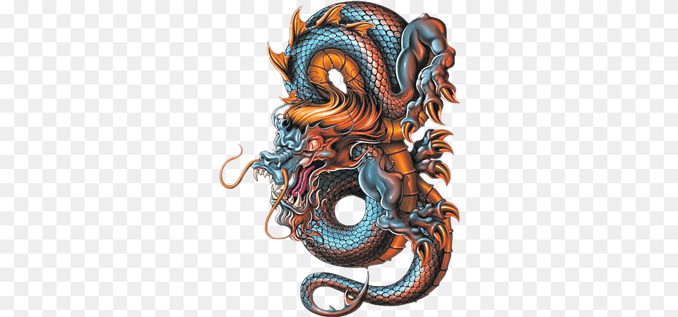 Dragon Tattoo Design Color Dragon Tattoo Design Colored, Animal, Lizard, Reptile Png Image