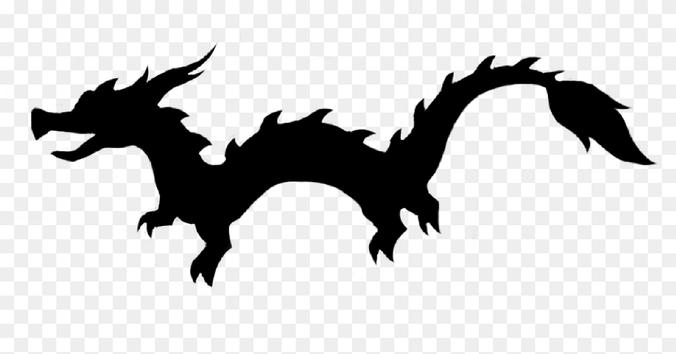 Dragon Tattoo Silhouette Dragon, Gray Png Image