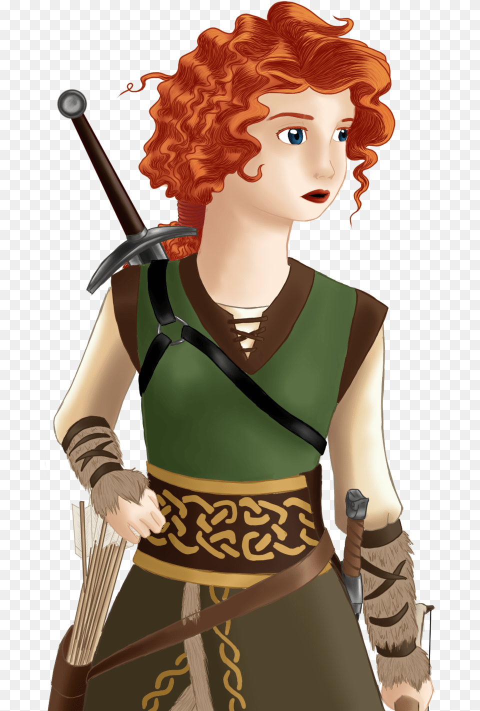 Dragon Trapper Merida By Songofafreeheart D9v7mwf Illustration, Clothing, Costume, Weapon, Sword Free Png