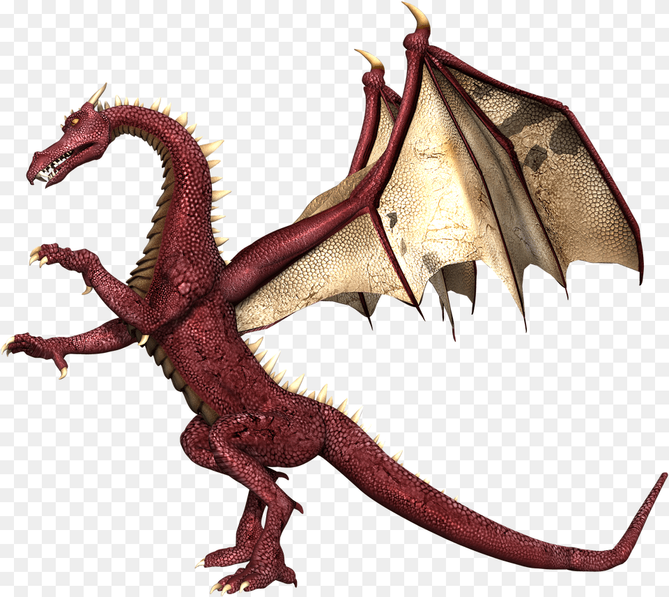 Dragon Wings Standing Realistic Dragon With White Background, Animal, Dinosaur, Reptile Free Png Download