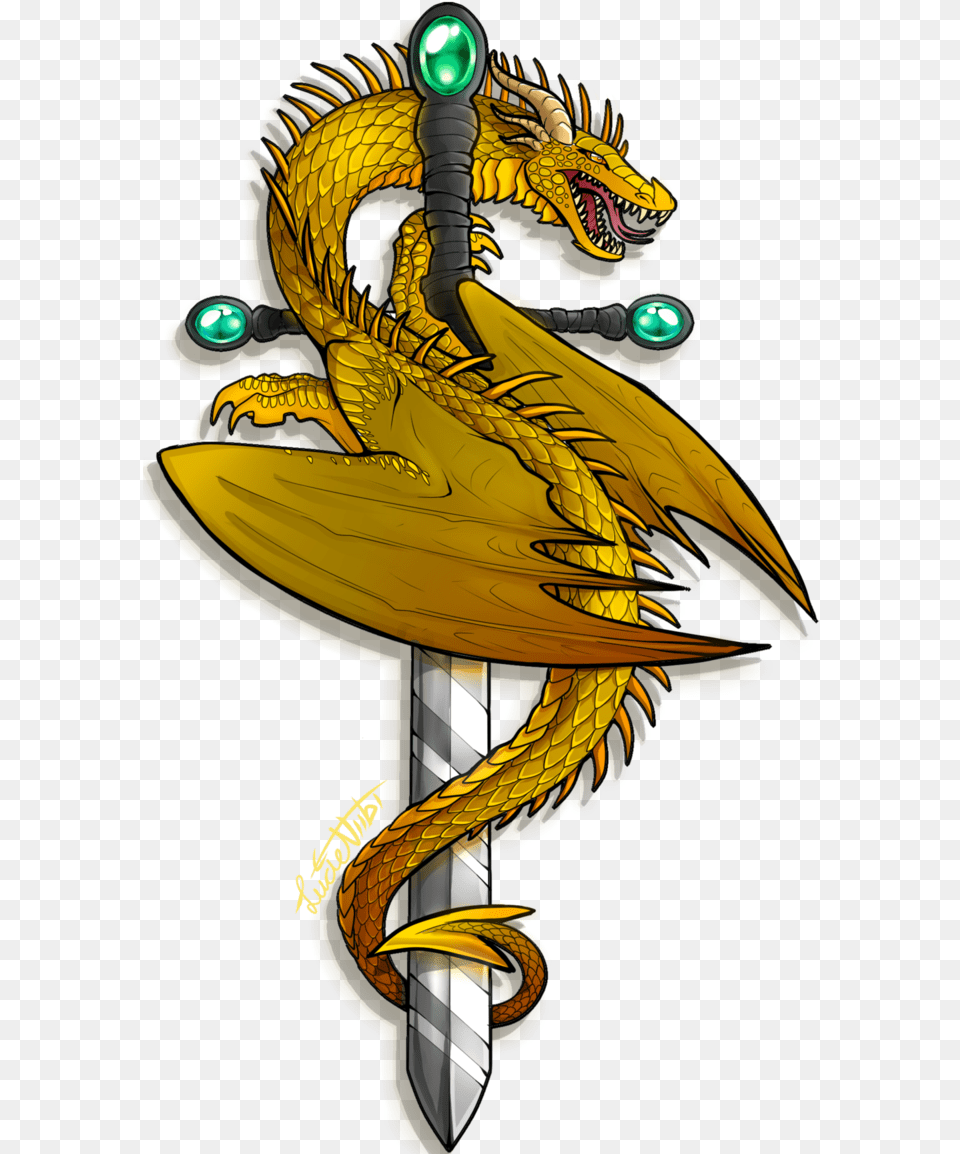 Dragon Wings Wrapped Around Sword, Blade, Dagger, Knife, Weapon Png