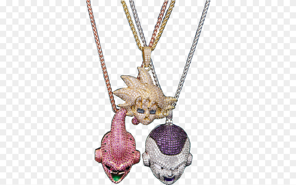 Dragonball Z 3 Piece Gold Chain Set Dragon Ball Z Gold Chain, Accessories, Jewelry, Necklace, Pendant Png Image