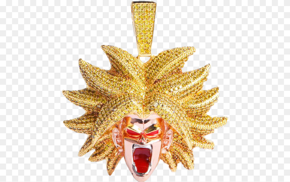Dragonballz Broly Gold Pendant Official Psds Iced Out Goku Chain, Accessories, Jewelry Png Image