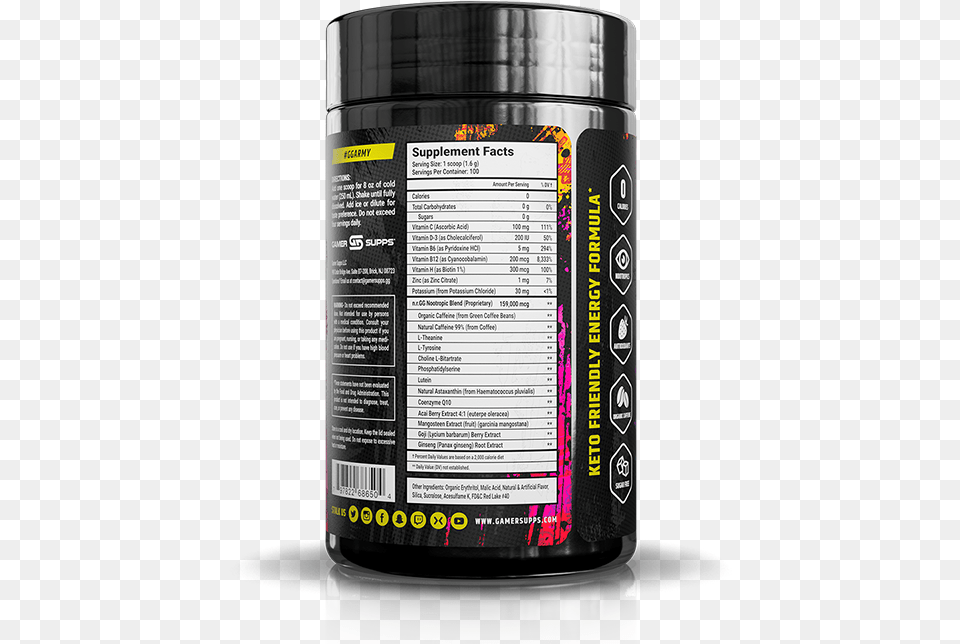 Dragonfruit Punch 100 Servings Gamersupps Acai Blueberry, Bottle, Shaker, Cup Png