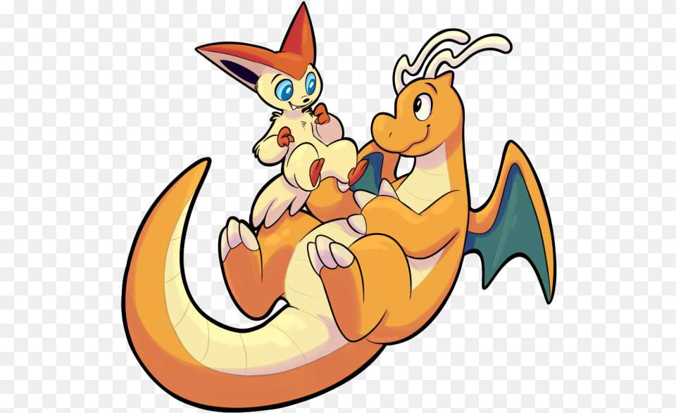 Dragonite E Victini, Cartoon Free Transparent Png