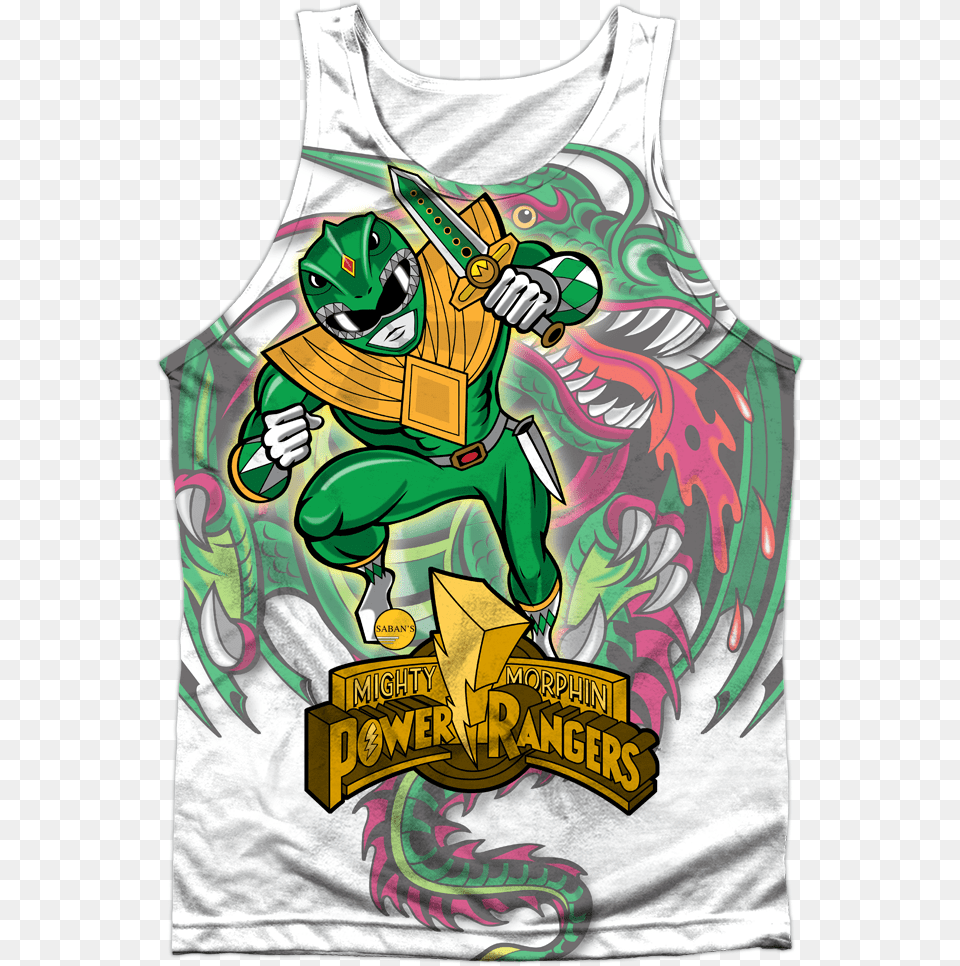 Dragonzord Mighty Morphin Power Rangers Tank Top Cartoon, Clothing, Tank Top, Adult, Male Free Png